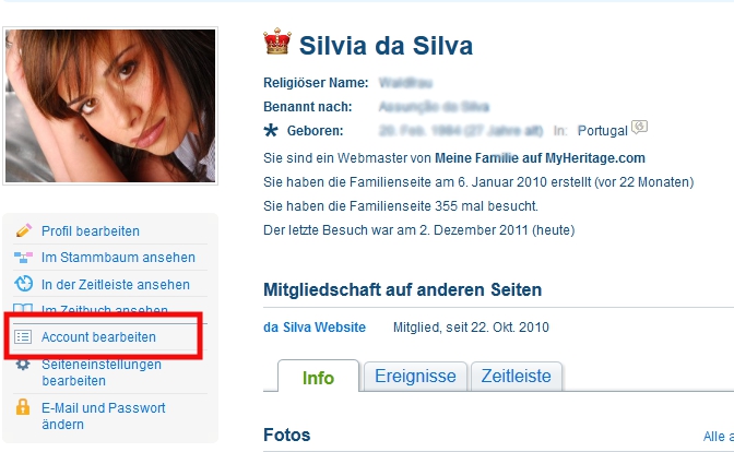 Account bearbeiten Zum Vergrößern Bild bitte anklicken.