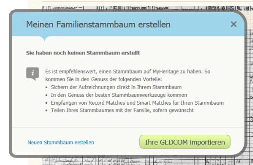Stammbaum erstellen oder eine GEDCOM-Datei importieren, um die Funktion "Aufzeichnungen sichern" zu nutzen. Zum Vergrößern, Bild anklicken.