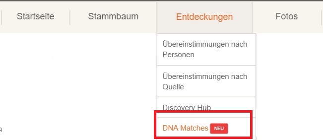DNA Matches aufrufen (zum Vergrößern, Bild bitte anklicken)