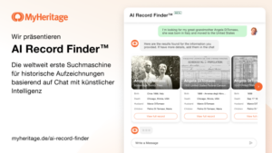 Wir präsentieren den AI Record Finder™, die weltweit erste KI-Chat-basierte Suchmaschine für historische Aufzeichnungen