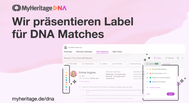 Einführung von Label für DNA-Matches auf MyHeritage