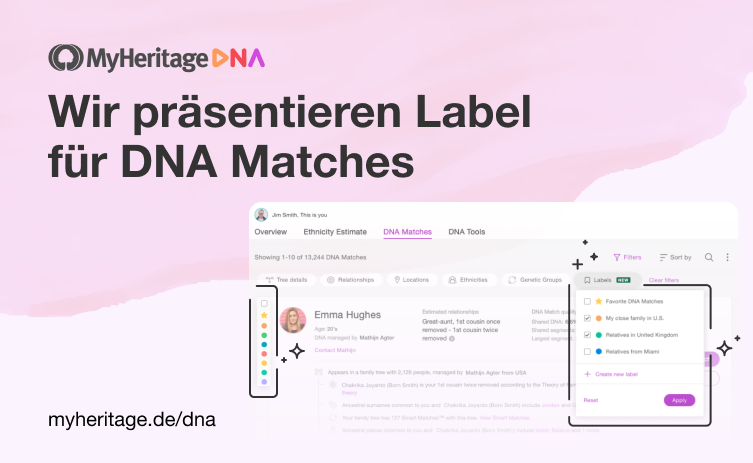 Einführung von Label für DNA-Matches auf MyHeritage