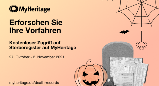 Zu Halloween: kostenlose Sterberegister auf MyHeritage