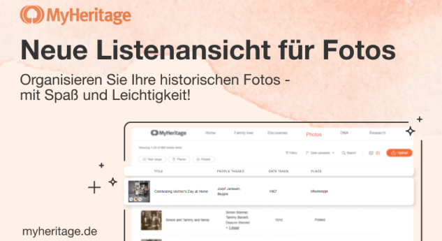 Neue Foto-Listenansicht auf MyHeritage