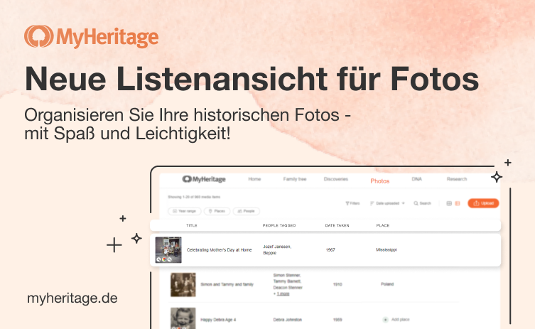 Neue Foto-Listenansicht auf MyHeritage