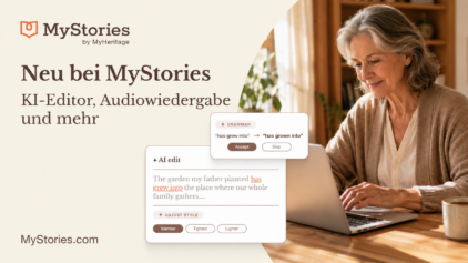 Neu bei MyStories: KI-Editor, Audiowiedergabe Ihrer Geschichten und mehr