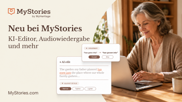 Neu bei MyStories: KI-Editor, Audiowiedergabe Ihrer Geschichten und mehr