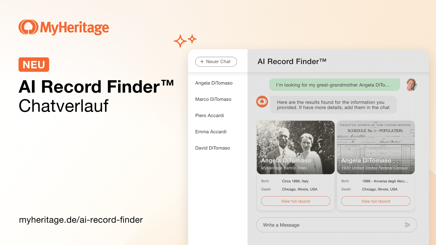 Neu: AI Record Finder™ Chatverlauf