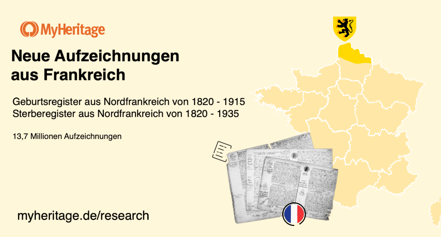 MyHeritage veröffentlicht französische Geburts- und Sterberegister