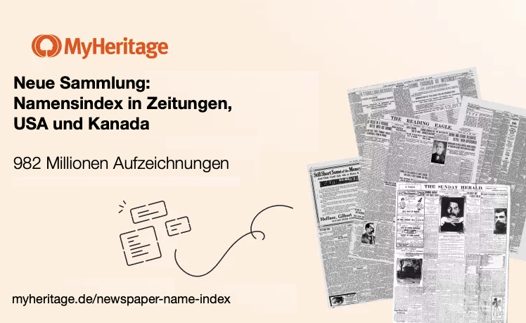 MyHeritage veröffentlicht neuen Namensindex von historischen Zeitungen aus den USA und Kanada mit fast einer Milliarde Namen