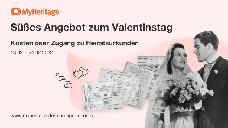 Sonderangebot zum Valentinstag: Kostenloser Zugang zu allen Eheregistern