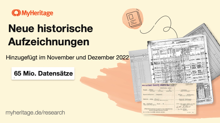 MyHeritage veröffentlicht 65 Millionen Datensätze im November und Dezember 2022