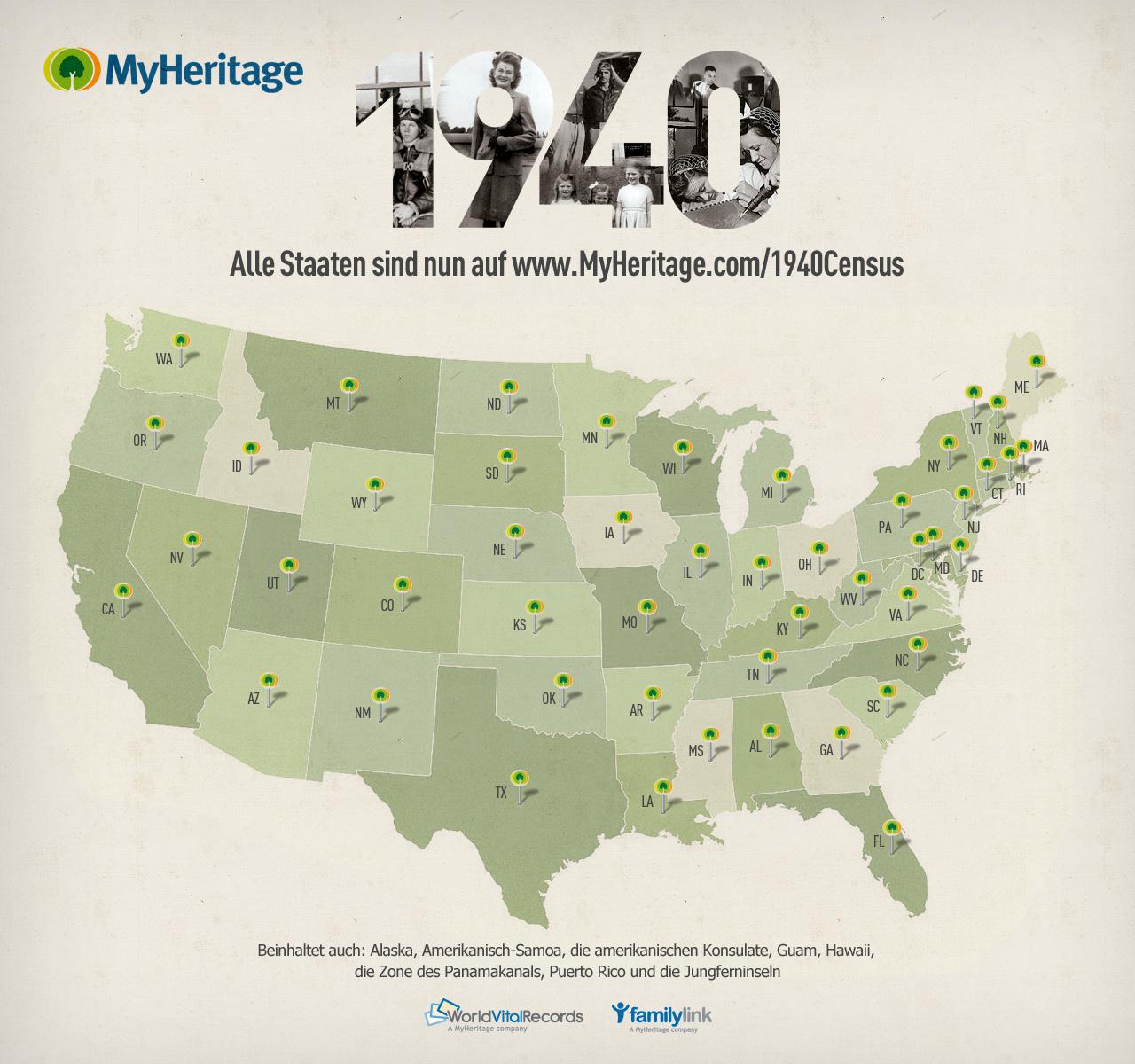 Die US-Volkszählung von 1940 - Alle Staaten sind ab sofort verfügbar