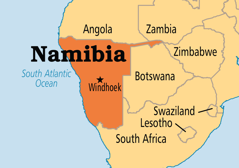Mappe von Namibia (Zum Vergrößern, bitte anklicken).