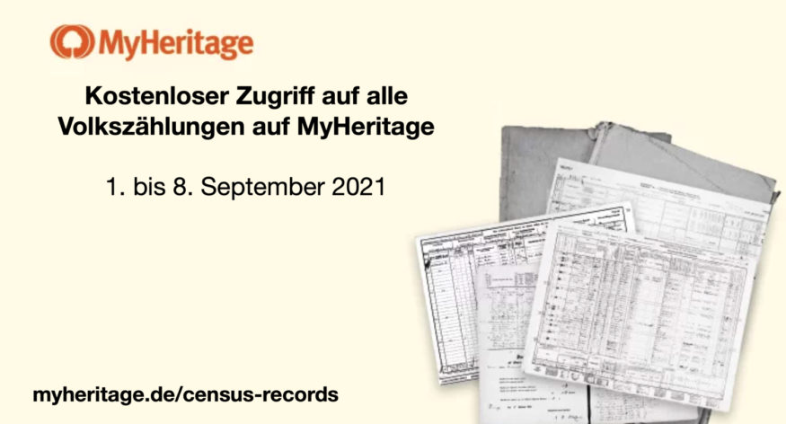 In der ersten Septemberwoche: Kostenlose Volkszählungen auf MyHeritage